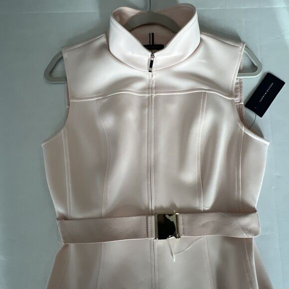 Tommy Hilfiger Sleeveless BodyCon Zip Front Belted Scuba Sheath Dress - Picture 6 of 10